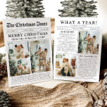 Krant Uniek Leuk Wat een jaar Foto Kerst Feestdagenkaart<br><div class="desc">Vier de hoogtepunten van uw jaar met onze unieke "What A Year" kerstfoto vakantiepas. Deze kaart is ontworpen in een moderne krantenstijl en biedt een creatieve manier om uw favoriete herinneringen en mijlpalen te delen. Met aanpasbare secties voor foto's en bijschriften is het perfect om alles te laten zien wat...</div>