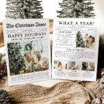 Krant Uniek Leuk Wat een jaar Foto Kerst Feestdagenkaart<br><div class="desc">Vier de hoogtepunten van uw jaar met onze unieke "What A Year" kerstfoto vakantiepas. Deze kaart is ontworpen in een moderne krantenstijl en biedt een creatieve manier om uw favoriete herinneringen en mijlpalen te delen. Met aanpasbare secties voor foto's en bijschriften is het perfect om alles te laten zien wat...</div>