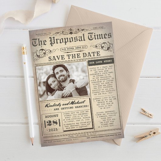 krant Uniek Sparen de Foto van de Datum Save The Date