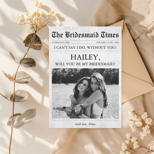 Krant Unieke bruidsmeisje voorstel Foto Kaart