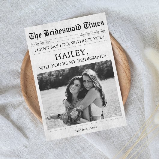 Krant Unieke bruidsmeisje voorstel Foto Kaart