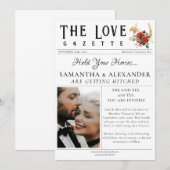 Krant Unieke Chique Foto Save the Date Bruiloft Kaart (Voorkant / Achterkant)