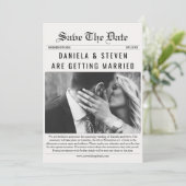 Krant unieke elegante foto bruiloft save the date (Staand voorkant)