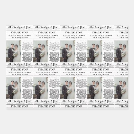 Krant unieke foto bruiloft dank u inpakpapier vel (Voorkant 3)