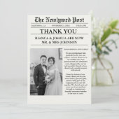Krant unieke foto bruiloft dank u kaart (Staand voorkant)