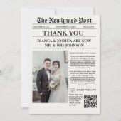 Krant unieke foto bruiloft dank u kaart (Voorkant)