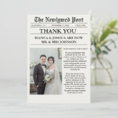 Krant unieke foto bruiloft dank u kaart (Staand voorkant)