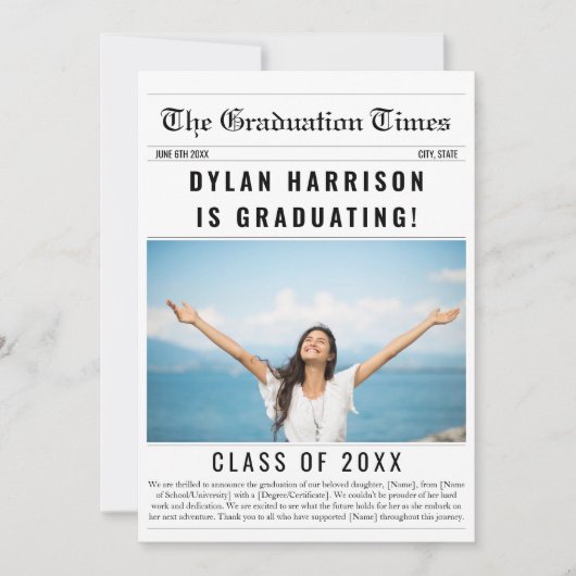 Krant Unieke Klasse van 2024 Afstuderen Aankondiging (Voorkant)