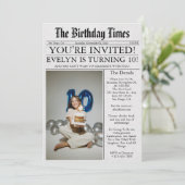 Krant Unieke Leuke Foto 10e Verjaardagsfeest Kaart (Staand voorkant)