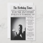 Krant Unieke Leuke Foto 19e Verjaardagsfeest Kaart (Voorkant)