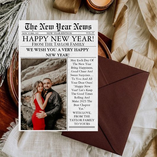 Krant Unieke Leuke Foto 2025 Gelukkig Nieuwjaar Feestdagenkaart