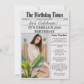 Krant Unieke Leuke Foto 21e Verjaardagsfeestje Kaart (Voorkant)