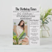 Krant Unieke Leuke Foto 21e Verjaardagsfeestje Kaart (Staand voorkant)