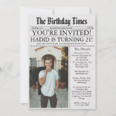 Krant Unieke Leuke Foto 21e Verjaardagsfeestje Kaart (Voorkant)