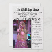 Krant Unieke Leuke Foto 25e Verjaardagsfeestje Kaart (Voorkant)