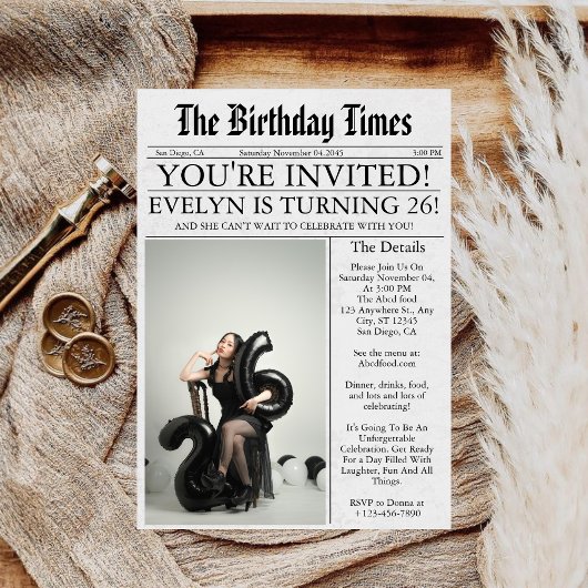 Krant Unieke Leuke Foto 26ste Verjaardagsfeest Kaart