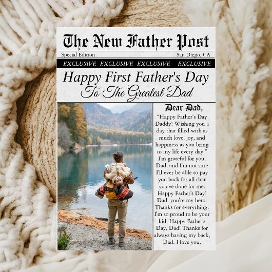 Krant Unieke Leuke Foto Eerste Vaderdag Kaart