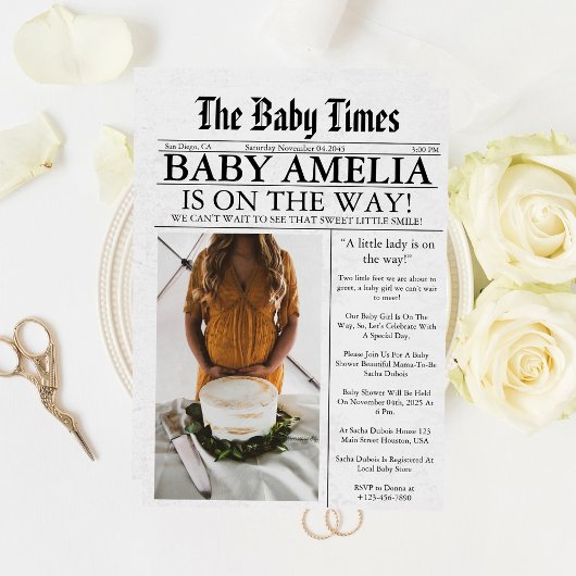 Krant Unieke Leuke Foto esthetische Baby shower Kaart