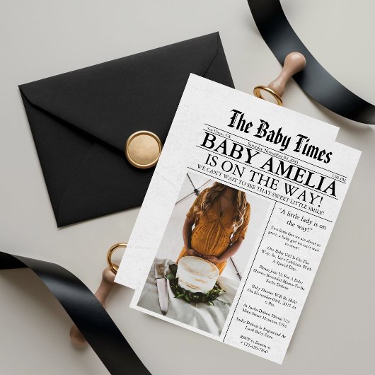 Krant Unieke Leuke Foto esthetische Baby shower Kaart