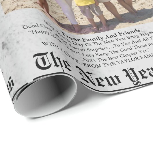 Krant Unieke Leuke Foto Gelukkig Nieuwjaar Cadeaupapier (Rol Hoek)