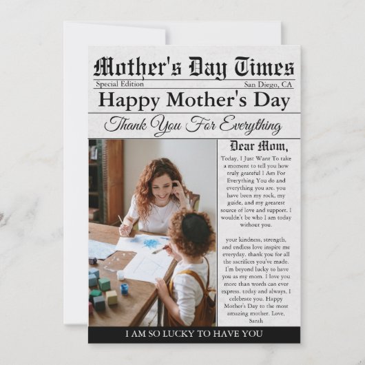 Krant Unieke Leuke Foto Gelukkige Moederdag Kaart (Voorkant)