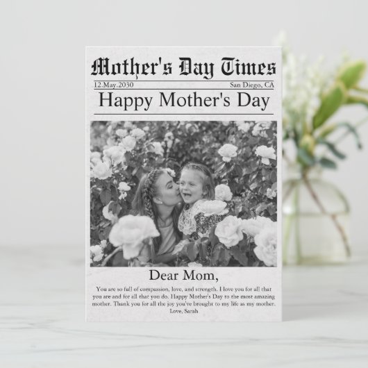 Krant Unieke Leuke Foto Gelukkige Moederdag Kaart (Staand voorkant)