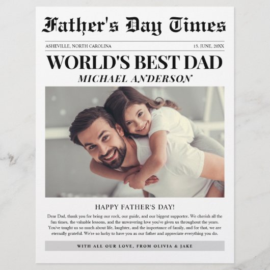 Krant Unieke Leuke Foto Gelukkige Vaderdag (Voorkant)