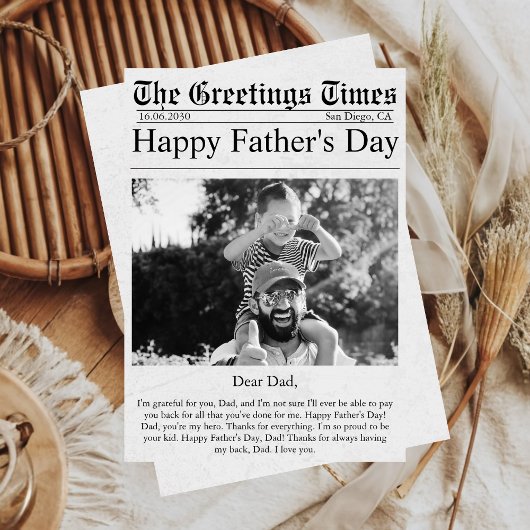 Krant Unieke Leuke Foto Gelukkige Vaderdag Auto Kaart