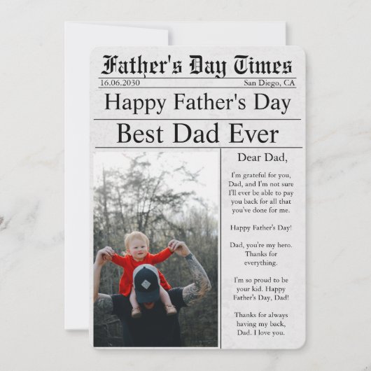Krant Unieke Leuke Foto Gelukkige Vaderdag Kaart (Voorkant)