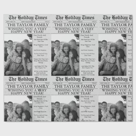 Krant Unieke Leuke Nieuwjaarsfoto Cadeaupapier (Vlak)