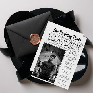 Krant Unieke Plezier 40e Verjaardag Fotofeestje Kaart