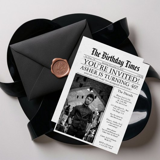 Krant Unieke Plezier 40e Verjaardag Fotofeestje Kaart