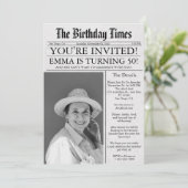 Krant Unieke Plezier 50e Verjaardag Fotofeestje Kaart (Staand voorkant)