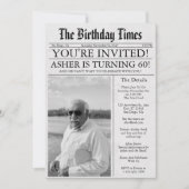 Krant Unieke Plezier 60e Verjaardag Fotofeestje Kaart (Voorkant)