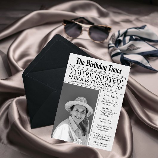 Krant Unieke Plezier 70e Verjaardag Fotofeestje Kaart