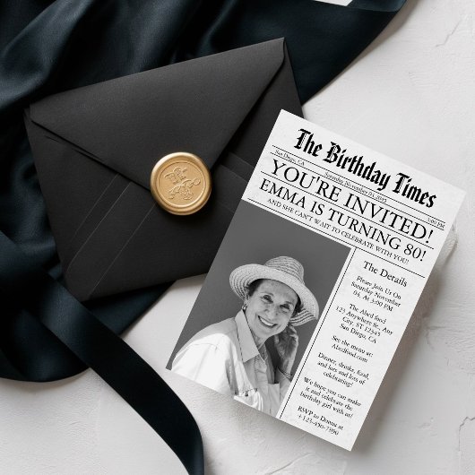 Krant Unieke Plezier 80e Verjaardag Fotofeestje Kaart