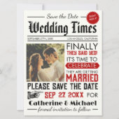 krant Unique Fun Photo Bruiloft Save The Date (Voorkant)