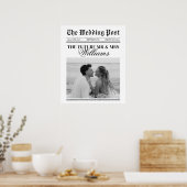 Krant van weleer met trouwfoto op maat poster (Keuken)