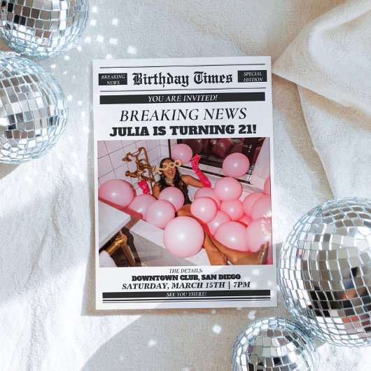 Krant Verjaardags Uitnodiging 21ste Uitnodiging