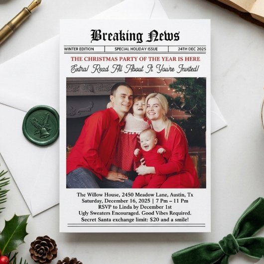Krant Vintage Kerstfeest Kaart