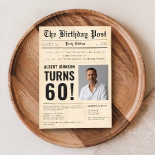 Krant Voorpagina op maat voor 60e verjaardag met f Kaart