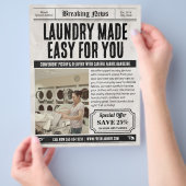 Krant Wasserij Services Flyer, Retro Business Flyer (Hand)