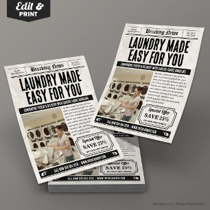 Krant Wasserij Services Flyer, Retro Business Flyer