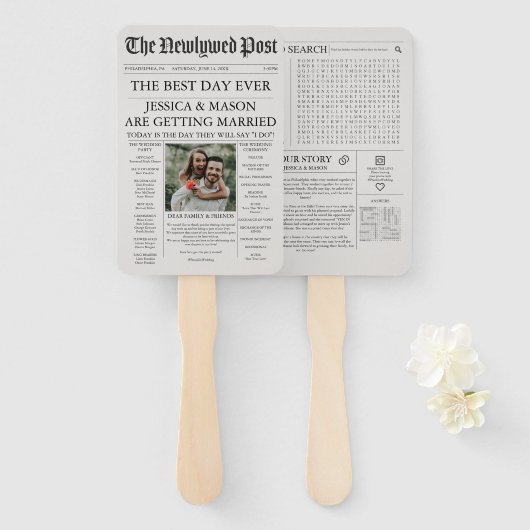 Krant Wedding Programme Fan Handwaaier (Voorkant en achterkant)