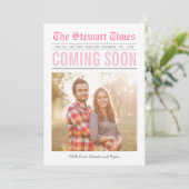 Krant | Zwangerschap Aankondiging | Roze (Staand voorkant)