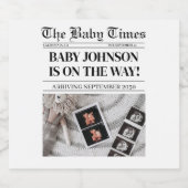 Krant zwangerschap Baby shower Aankondiging Spark Sparkling Wijnetiket (Enkel label)