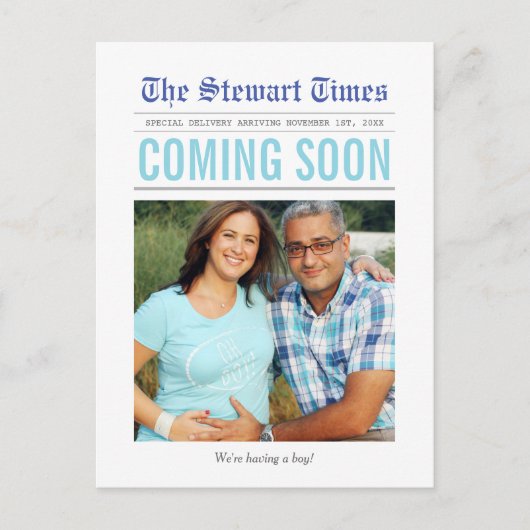 krant | Zwangerschapsaankondiging Aankondigingskaart (Voorkant)