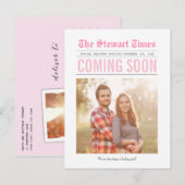 krant | Zwangerschapsaankondiging | Roze Aankondigingskaart (Voorkant / Achterkant)
