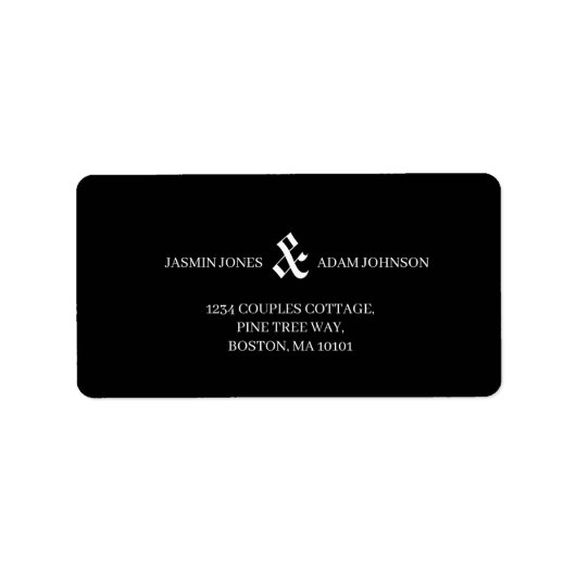 Krant Zwart Donker Mode Unieke bruiloft Etiket (Voorkant)