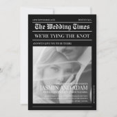 Krant Zwart Donker Mode Unieke foto bruiloft Kaart (Voorkant)